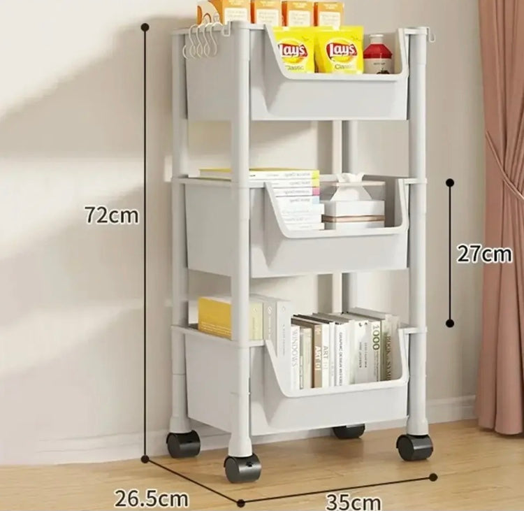 Wheels Small Cart Storage, Multi-Layer Home Organizer, Book Shelf Storage Trolley, Moveable Cart Storage