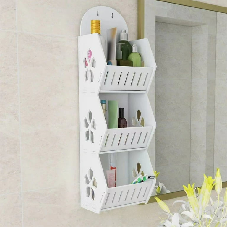 3 Layers Wall Mounted Bathroom Storage Rack, Wall Mounted Bathroom Toiletries Organizer, Multifunctional Toiletries Organizer