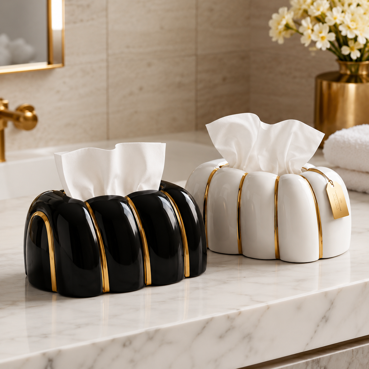 Decorative Ceramic Tissue Box, Premium Tabletop Tissue Box, Home Décor Tissue Box, Luxury Vanity Tissue Box