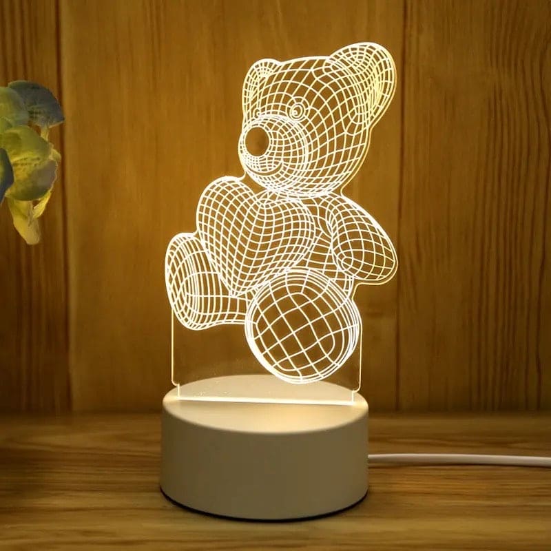 3D Bear Night Lamp, Fancy Lighting Led Room Light, Cute Acrylic Led Lamp for Home, Cute Acrylic Desktop Table Lamp, Kids Decor Night Light