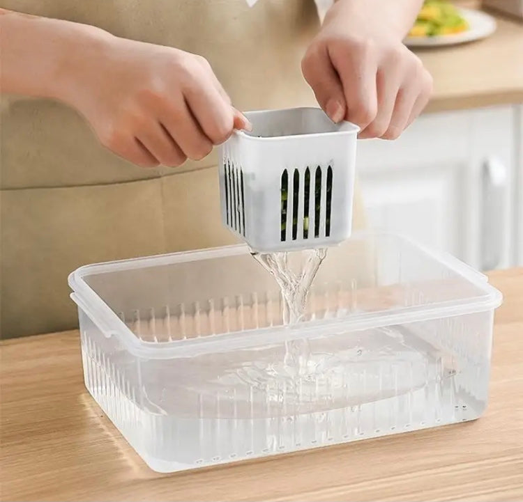 Refrigerator Storage Box, Vegetable Fruit Fridge Organizer, Small Divider Plastic Storage Bins