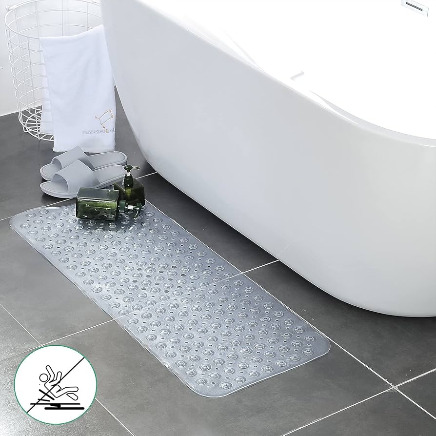 Rectangle PVC Anti Skid Bath Mat, Soft Shower Bathroom  Mat, Suction Cup Non Slip Bathtub Carpet