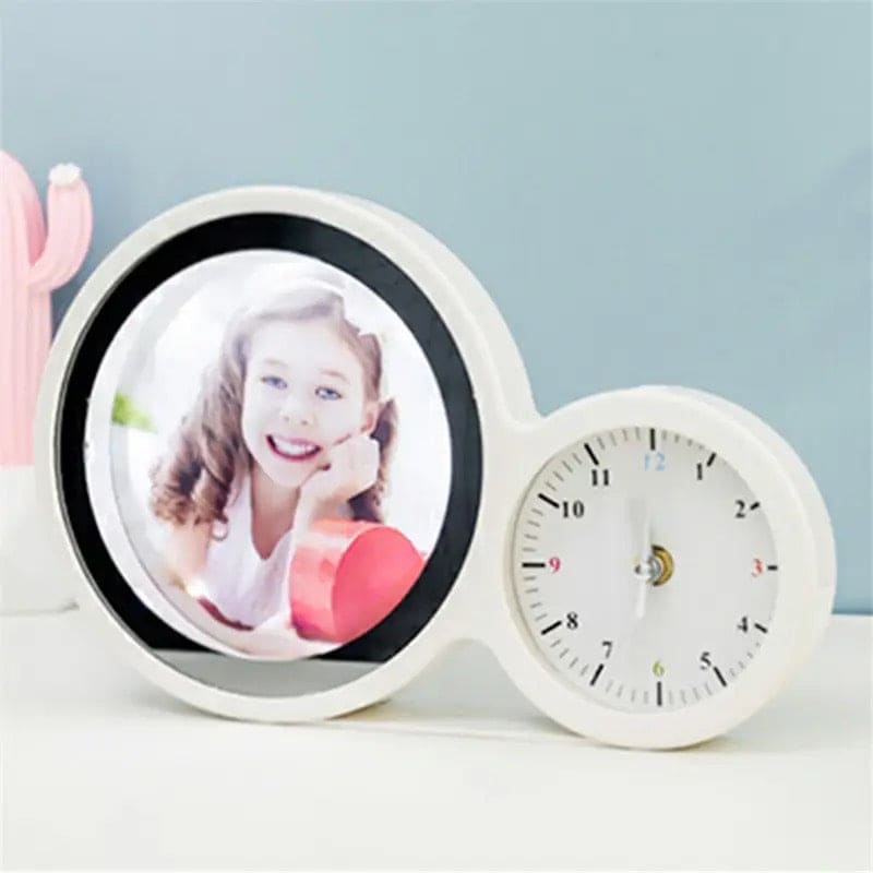 Blank Magic Mirror Clock, Sublimation Alarm Clock with LED Light, Classic Home Frame Clock Decor, Multifunctional Table Clock, Desktop Watch With Home Image, Photo Frame with Clock & LED Home Decor