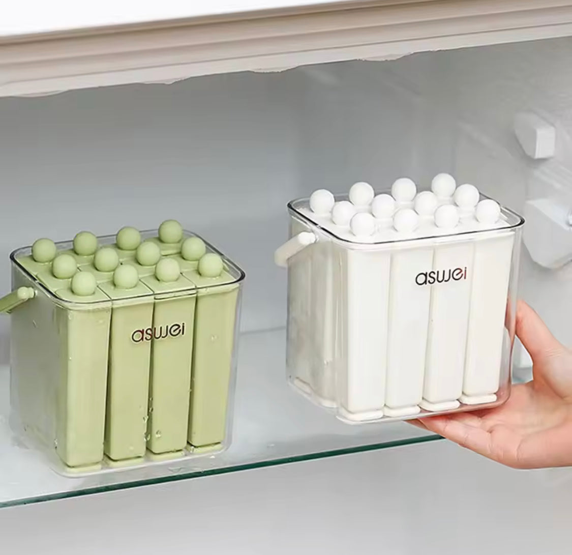 12 Grid Silicone Ice Popsicle Molds With Bucket, Durable Silicone Popsicle Mold with Lid, Portable Frozen Ice Cream Molds