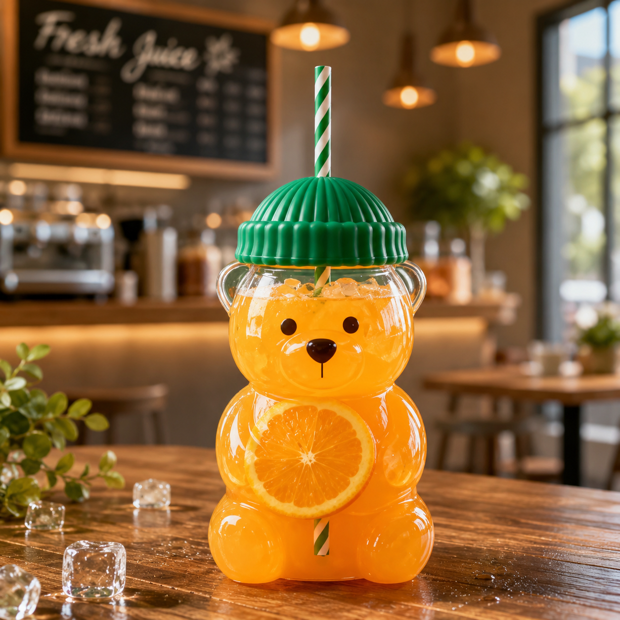Bear Shape Glass Cup With Straw, Bear Shape Beverage Cup, Bear Smoothie Cup With Straw, Bear Drinking Cup With Lid And Straw
