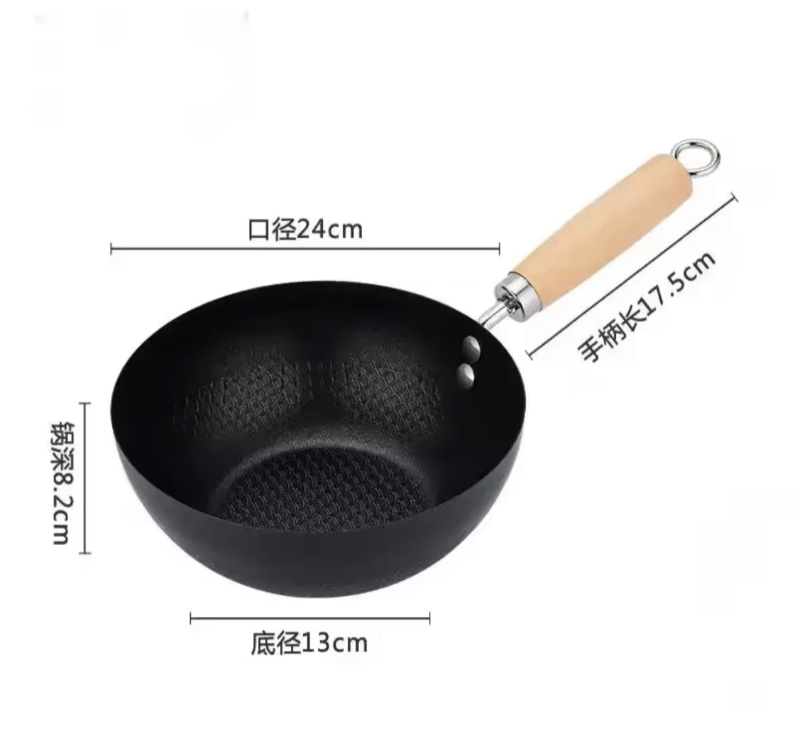 Non Stick Iron Frying Pan With Handle, Easy to Clean Cooking Pot, Kitchen Cookware Gadget
