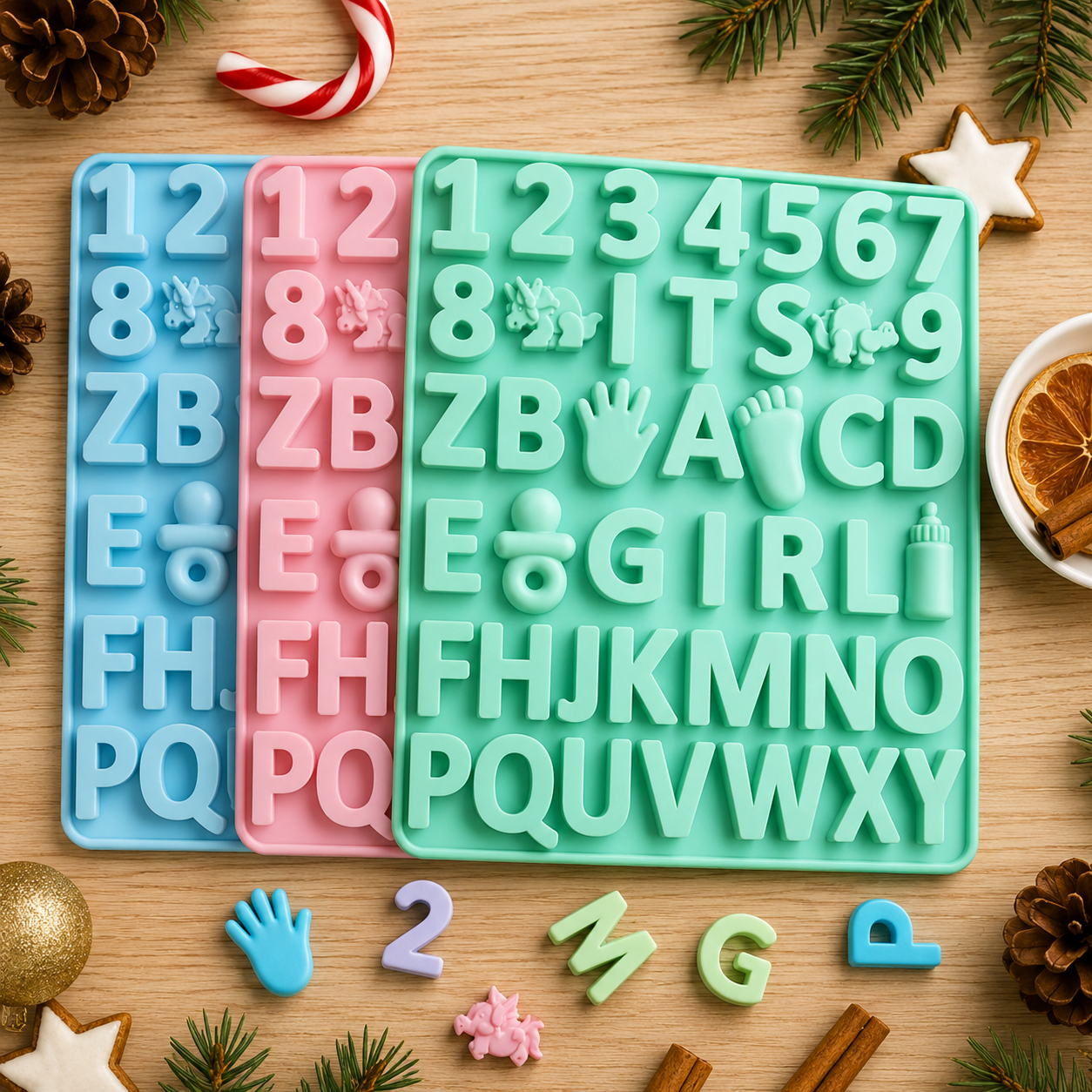 Silicone Alphabet And Number Mold, Baby Theme Alphabet Silicone Mold, 3D Letter And Number Silicone Mold