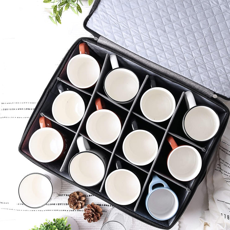 5pcs Dishware Storage Organizer, Foldable Dinnerware Storage Organizer, Kitchen Crockery Storage Organizer, Stackable Plate & Cup Storage Case, Portable Dishware Storage Bag