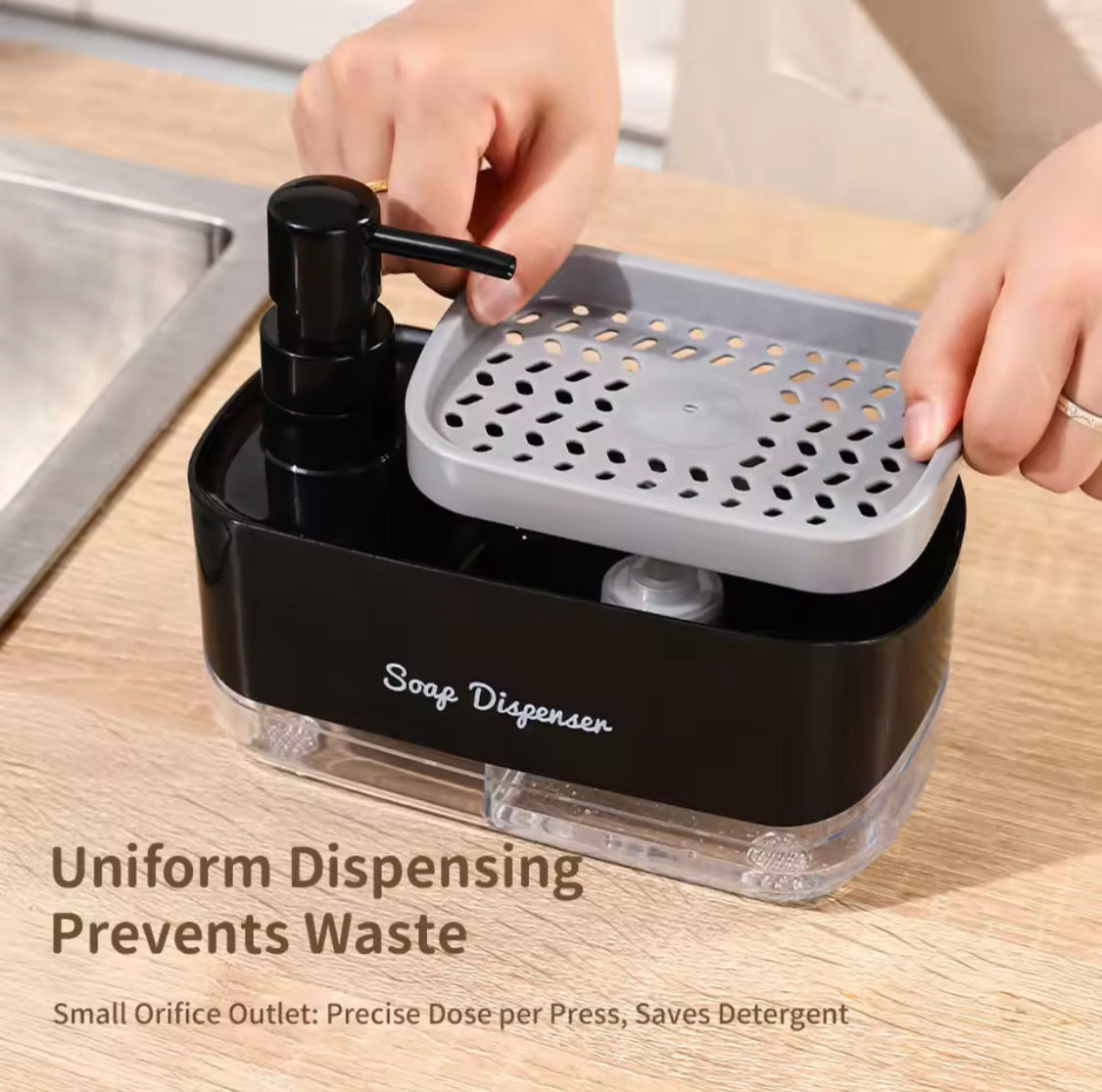Multifunctional Soap Dispenser, Kitchen Countertop Dishwashing Soap Dispenser, Soap Dispenser With Sponge Holder