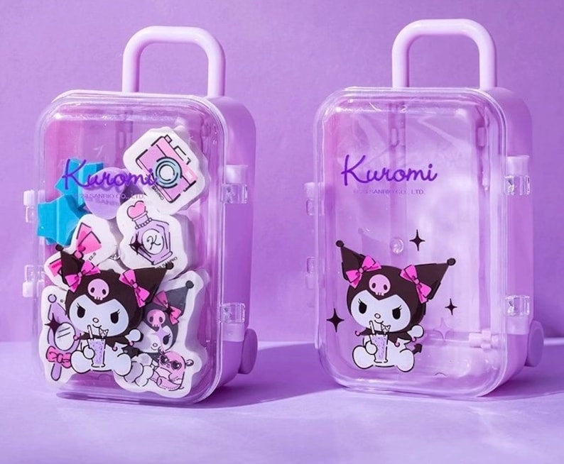 Cute Kawaii cartoon Rubber Eraser Suitcase Toy, 4pcs Suitcase Style Eraser Set, School Kids Eraser Set