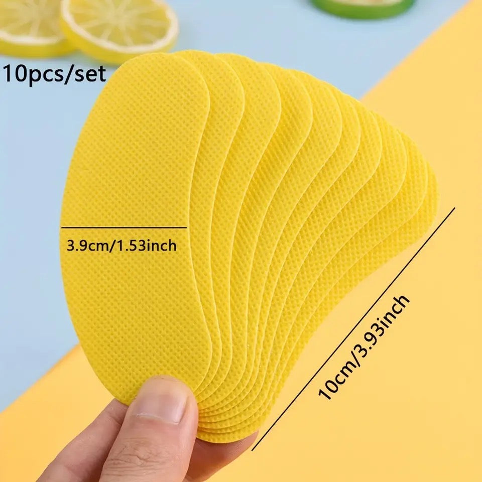 Set Of 10 Shoe Deo Sticker, Foot Sweat Absorption Insoles, Universal Shoe Deodorant Patch, Footwear Stink Antibacterial Removal, Freshness Sticker Foot Care, No More Smelly Shoes or Stinky Feet for Men and Women