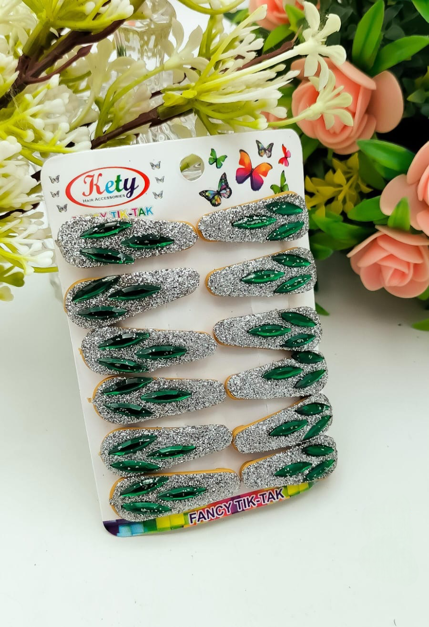 Fancy Glitter Hair Pins, 14th August Kids Glitter Tic Tic Pin, Festive Glitter Hair Clips