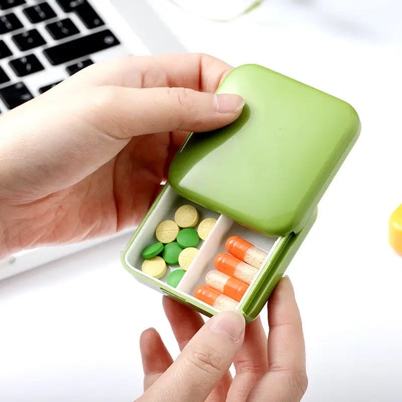 Portable Push Pull Pill Box, Square Pill Case, Mini Two Compartment Plastic Tablet Holder, Sub Packed Medicine Box, Home Storage Medicine Box, Vitamins Medicine Tablet Organizer, Pocket Pill Box, Times A Day Medicine Tablet Dispenser