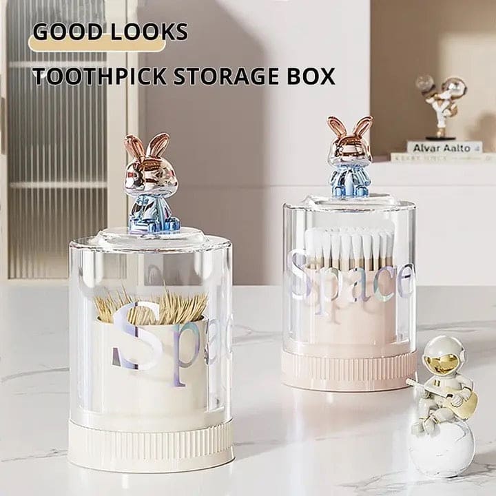 Rabbit Toothpick Box, Creative Multifunctional Toothpick Dispenser, Cute Cartoon Swab Cotton Holder With Lid, Swab Kitchen Dining Bar Toothpick Holder, Portable Rustproof Stand Toothpick Holder