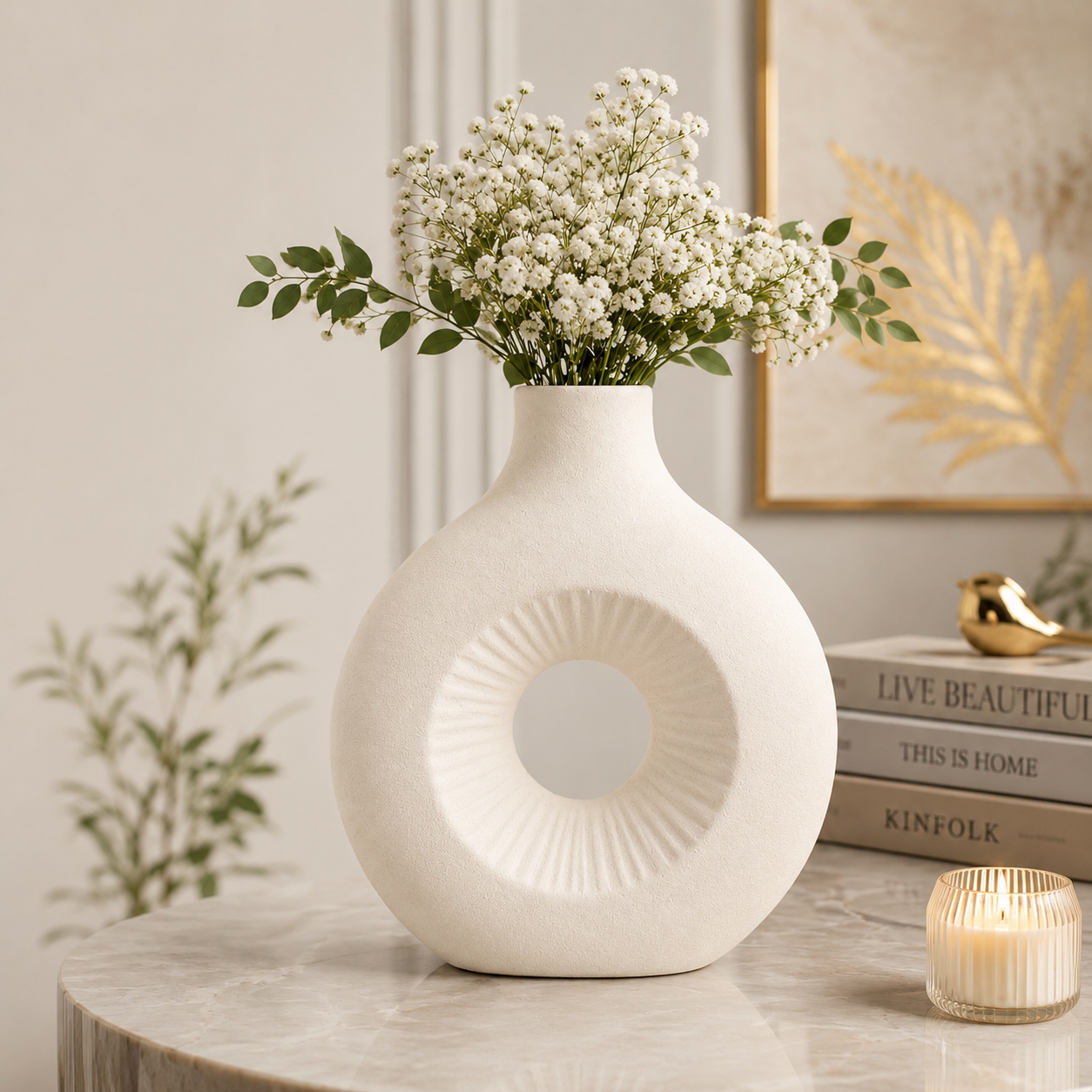 Table Decor Ceramic Flower Vase, Stylish Home Decoration Pot, Handmade Ceramic Vases