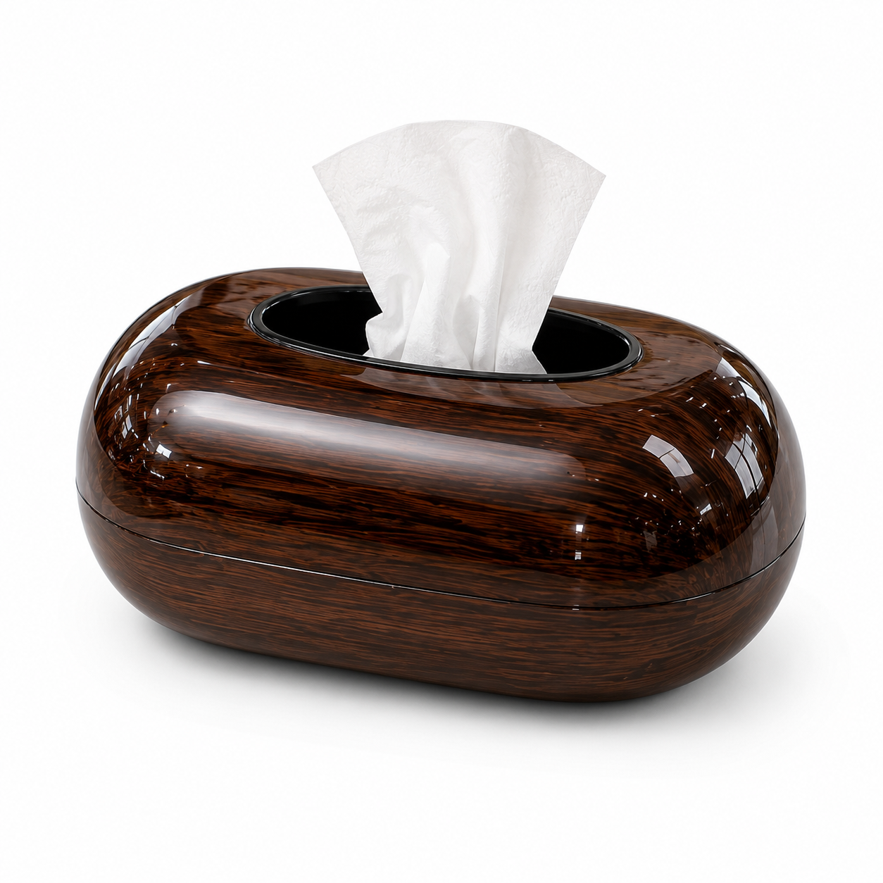 Nordic Oval Tissue Dispenser,
Premium Tabletop Tissue Dispenser, Glossy Wood Finish Tissue Box