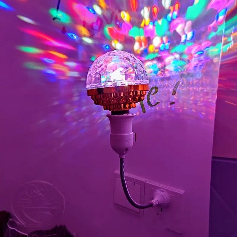Colourful Magic Lamp, Magic Disco Ball Lamp With Holder, Colorful Rotating Magic Ball Light, Led Crystal Party Stage Light, Mini Rotatable Effect Bar DJ Light, Auto Rotating Lamp, Plug in Disco Ball Light Bulb for Home, Party Ambient Light With Holder