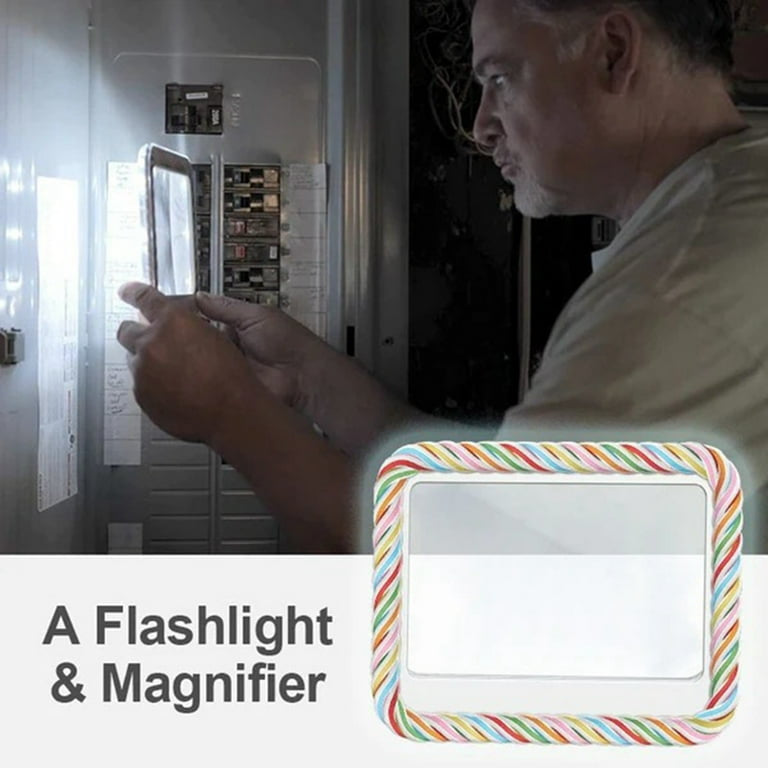 LED Lighted Magnifier Reading Light, Square Shape Magnifying Glass Light, Ultra Bright Full HD Clear Magnifier