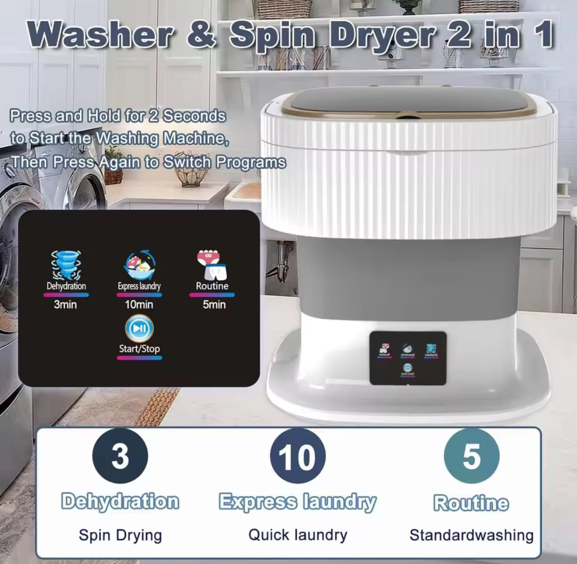 11L Collapsible Portable Washing Machine, Bucket Type Laundry Clothes Washer, Portable Turbo Washer For Travel, Lightweight Collapsible Bucket Washing Machine