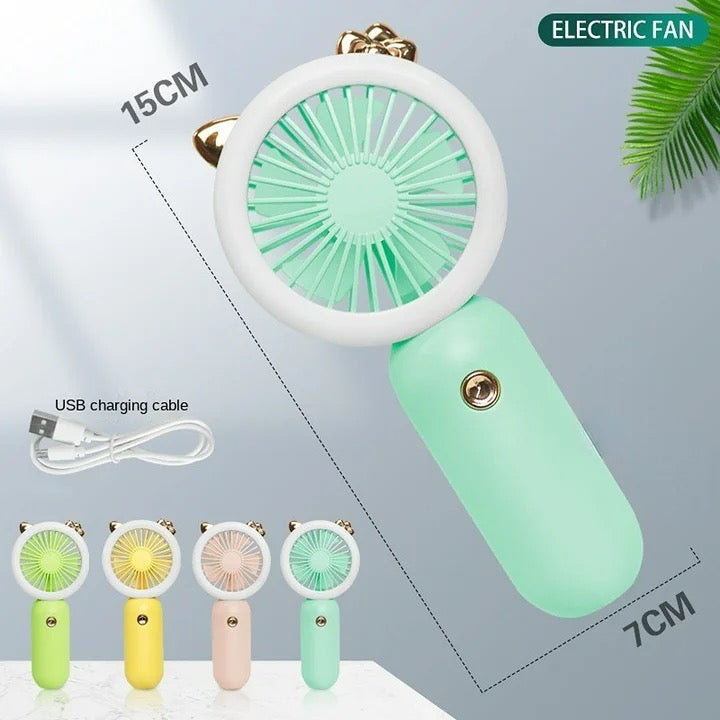 2 In 1 Fan With Led, Personal Portable Hand Electric Fan, Air Cooler with LED Night Light, Usb Rechargeable Mini Traveling Fan, Led Lighting Small Fan