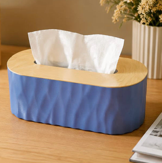 Luxury Tissue Box With Wooden Lid, Oval Tissue Box Holder, Modern Tissue Box Cover, Tabletop Tissue Holder