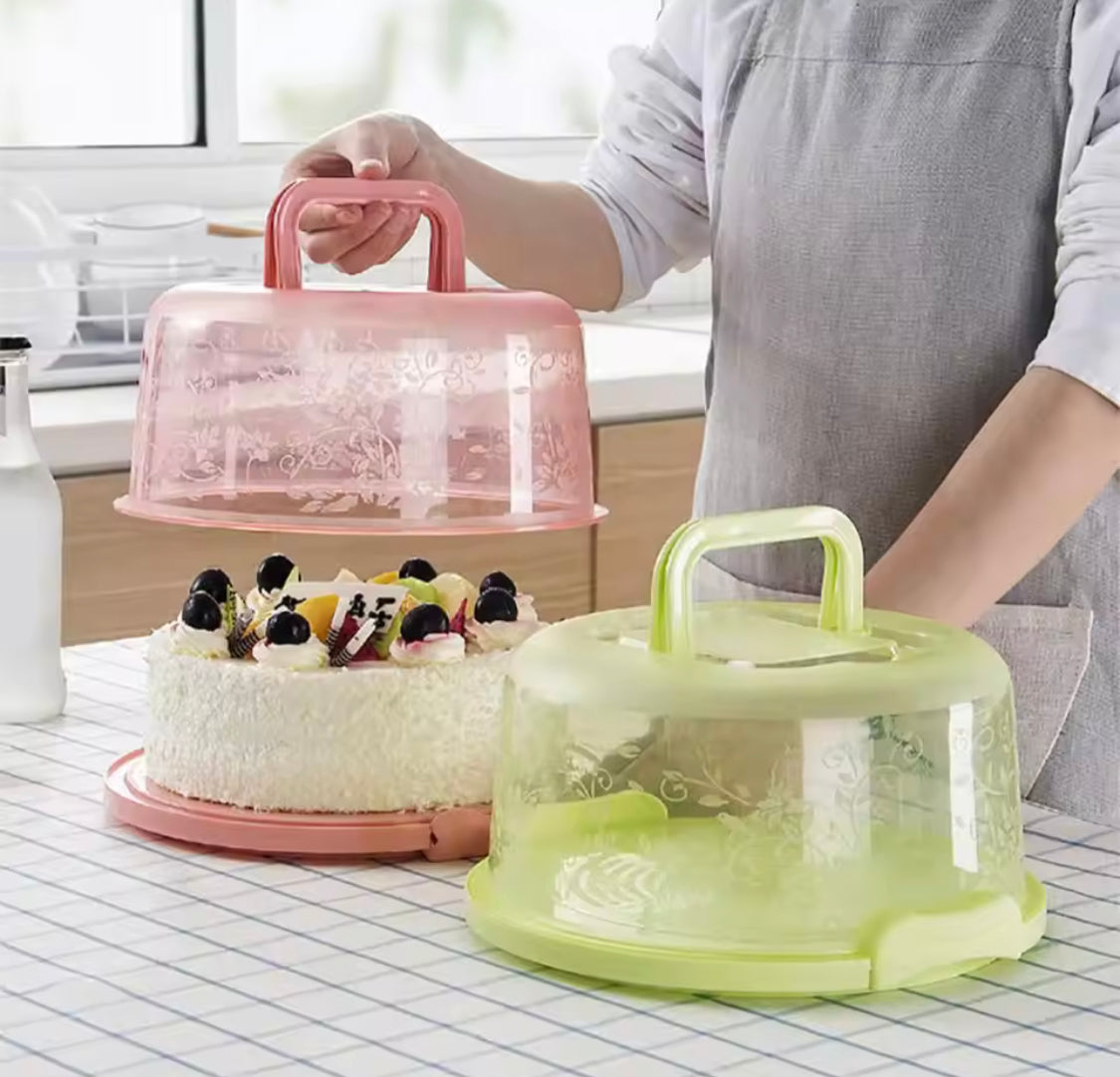 Transparent Airtight Round Cake Storage Box, Portable Muffins Dessert Carrier Box, Cake Carrier With Secure Locking Buckles