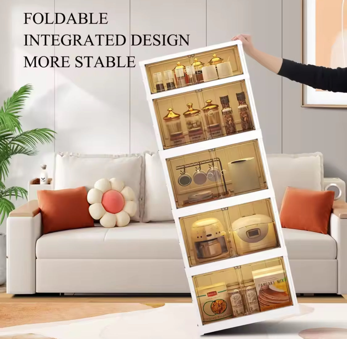 Multi Layer Foldable Storage Cabinet, Bedroom Closet Organizer With Doors, Portable Wardrobe Cabinet, Clothes Storage Organizer, No Installation Storage Cabinet, Plastic Folding Storage Cabinet
