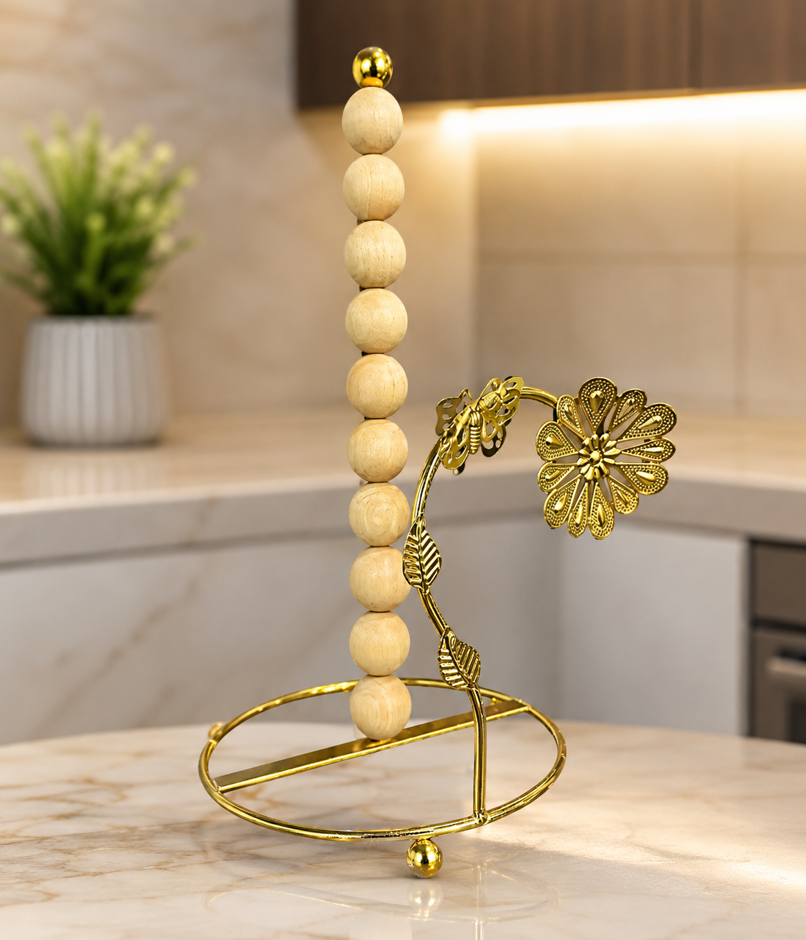 Decorative Floral Kitchen Towel Stand, Floral Design Kitchen Tissue Roll Organizer, Royal Floral Kitchen Roll Holder, Kitchen Paper Towel Stand