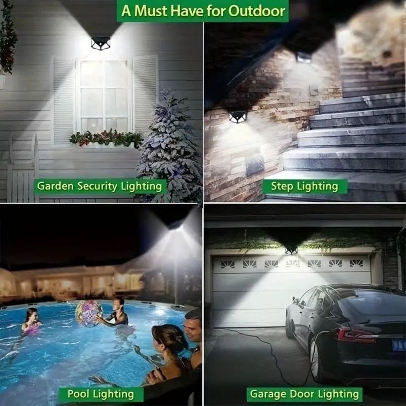 100 LED Solar Light, Motion Sensor Outdoor Solar Lamp, Courtyard Waterproof Stairs Outdoor Wall Light, Multifunctional Solar Lamp, Outdoor Garden Decoration Solar Led Light, Sunlight Powered Spotlight with Motion Sensor