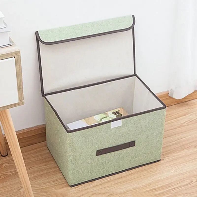 Fabric Cube Storage Box, Imitation Linen Storage Bin with Lid, Quilt Clothes Storage Bag, Non-woven Storage Basket, Multipurpose Practical Sundries Box, Large Capacity Household Storage Organizer