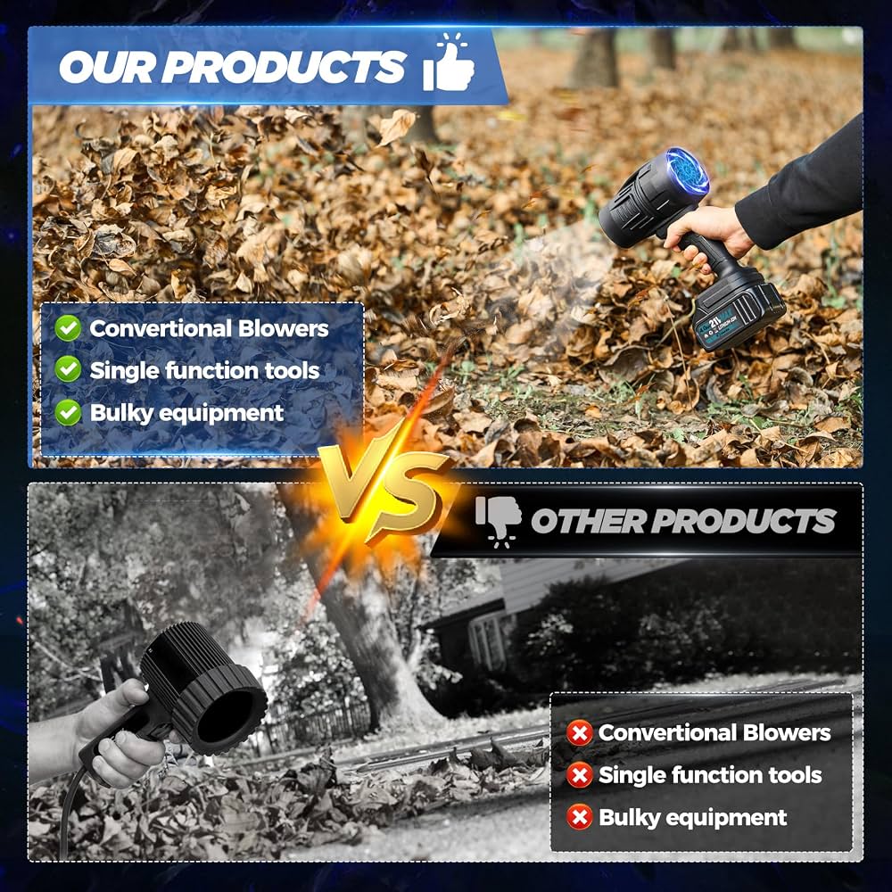 Rechargeable Cordless Blower with Battery, 48V Multi Purpose Cordless Blower, Adjustable Speed Turbo Jet Blower