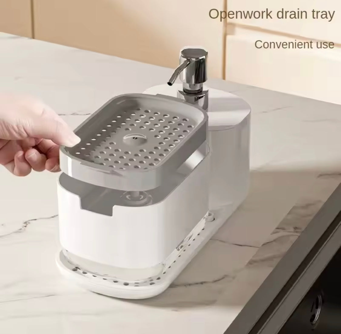 Manual Soap Dispenser With Sponge Holder, Kitchen Countertop Soap Dispenser Rack, Daily Wash Kitchen Caddy