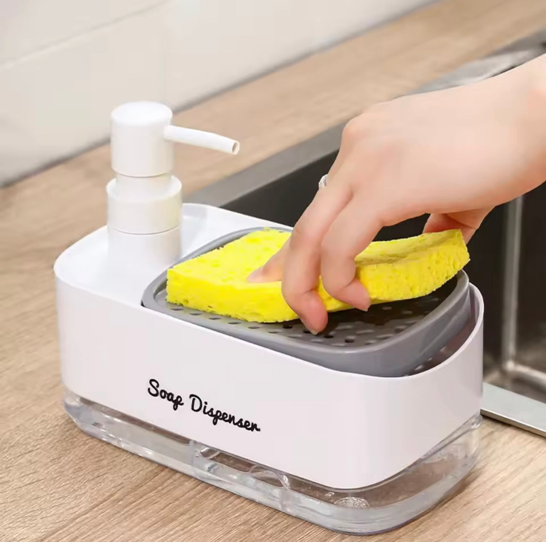 Multifunctional Soap Dispenser, Kitchen Countertop Dishwashing Soap Dispenser, Soap Dispenser With Sponge Holder