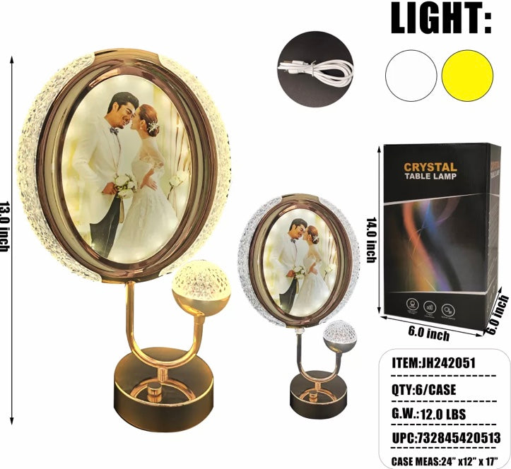 LED Lamp Photo Frame, Room Decor Photo Lamp, Crystal Round Shape Photo Lamp Frame