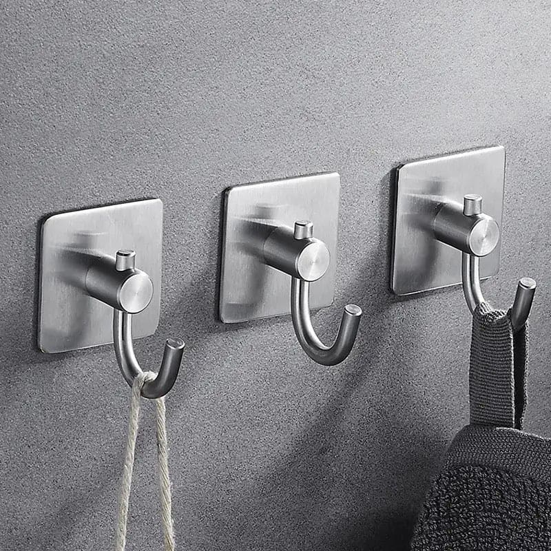 Stainless Steel Square Hook, Home Kitchen Wall Door Hanger, Self Adhesive Multipurpose Rustproof Hook, Wall Mount Clothes Hook, Heavy Duty for Wall Sticking Hooks