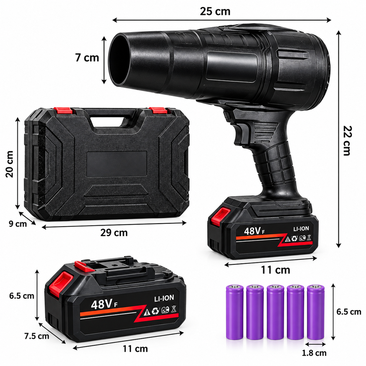 Rechargeable Cordless Blower with Battery, 48V Multi Purpose Cordless Blower, Adjustable Speed Turbo Jet Blower