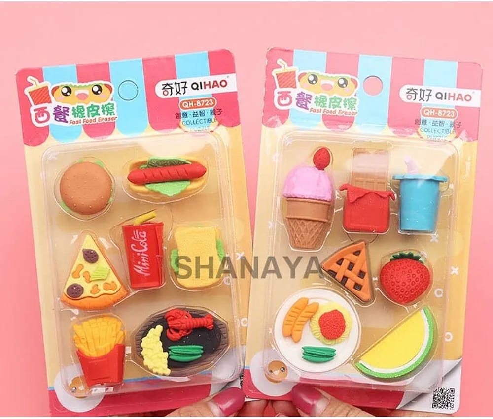 New Cute Multi Erasers, Kids School Stationery, Colourful Cartoon Design Erasers