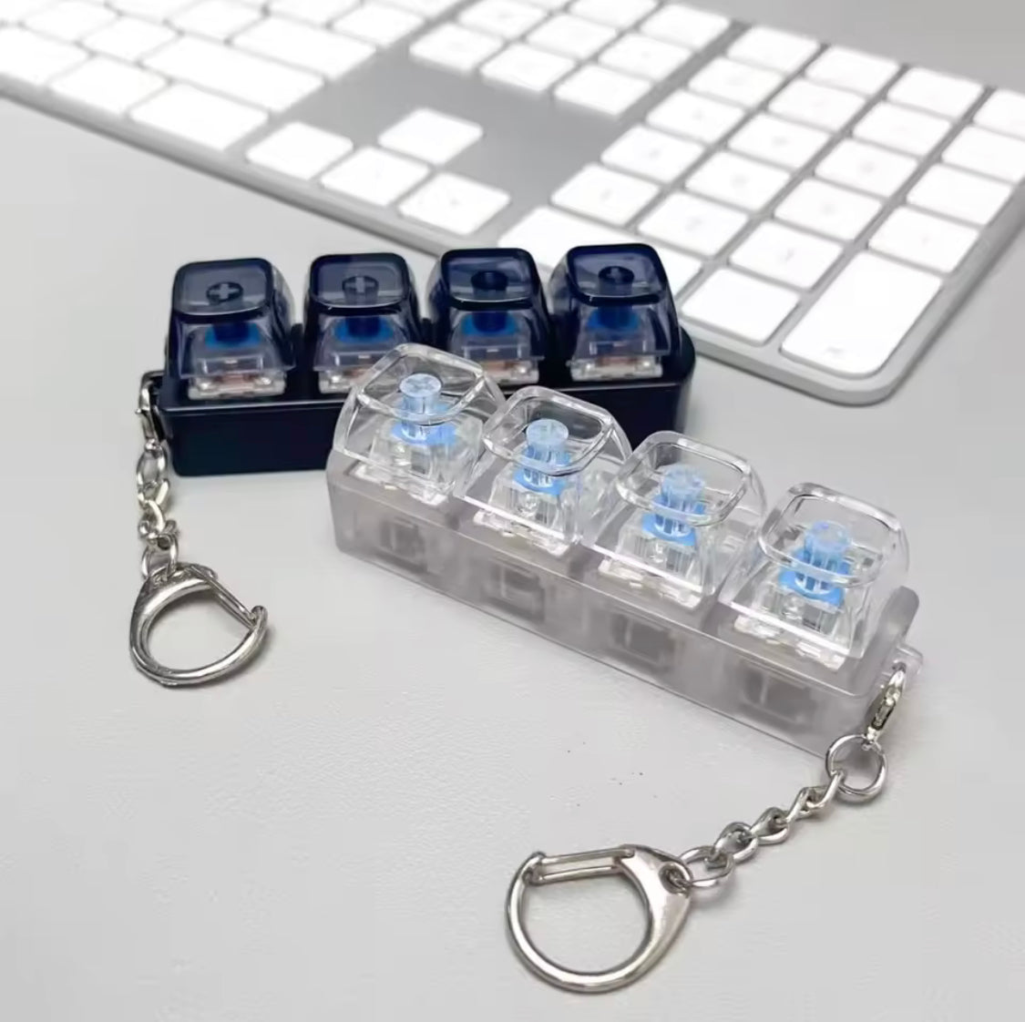 Keyboard LED Fidget Keychain, Mini RGB Fidget Switch Keychain, Mini Mechanical Key Switch Toy, Pocket Stress Relief Clicker