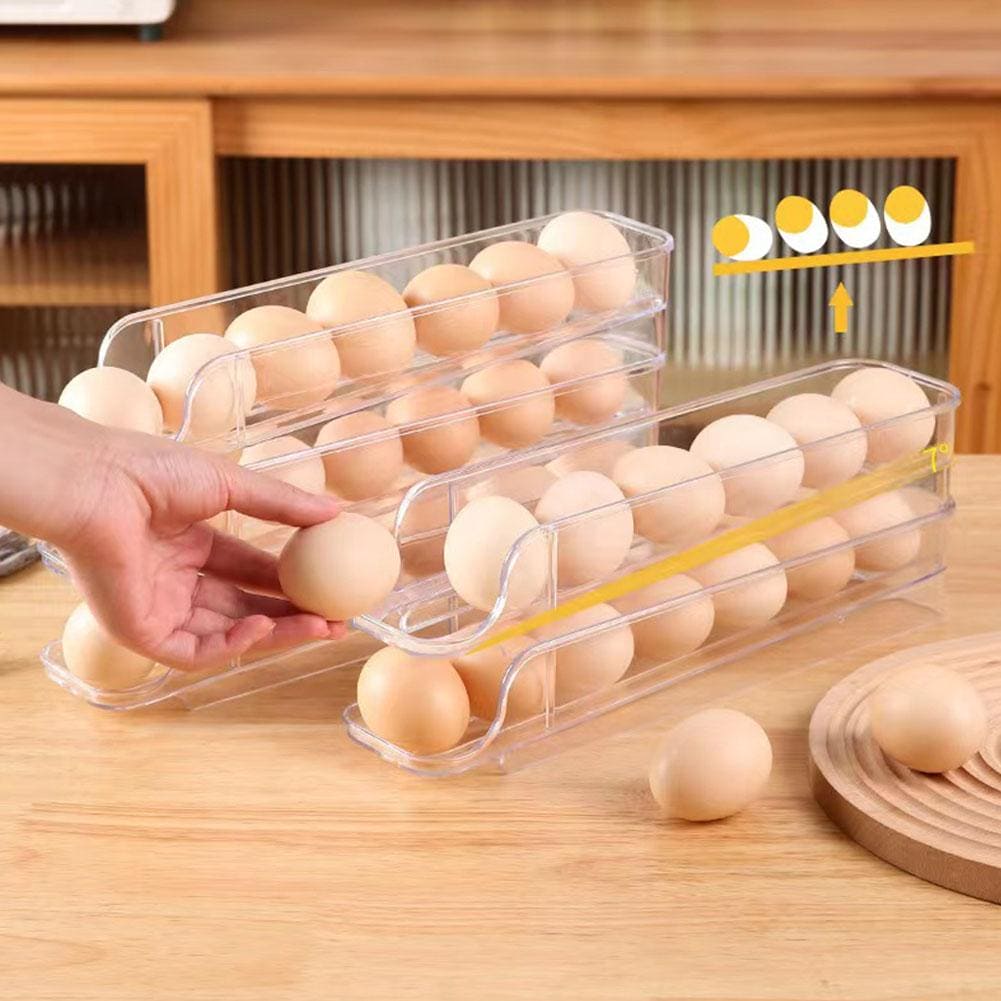 Telescopic Egg Slide Tray, Egg storage Container, Stackable Egg Tray, Safe Sliding Egg Box, Durable Egg Storage Box, Anti Slip Large Capacity Egg Holder, Kitchen Countertop Fresh Egg Storage Container