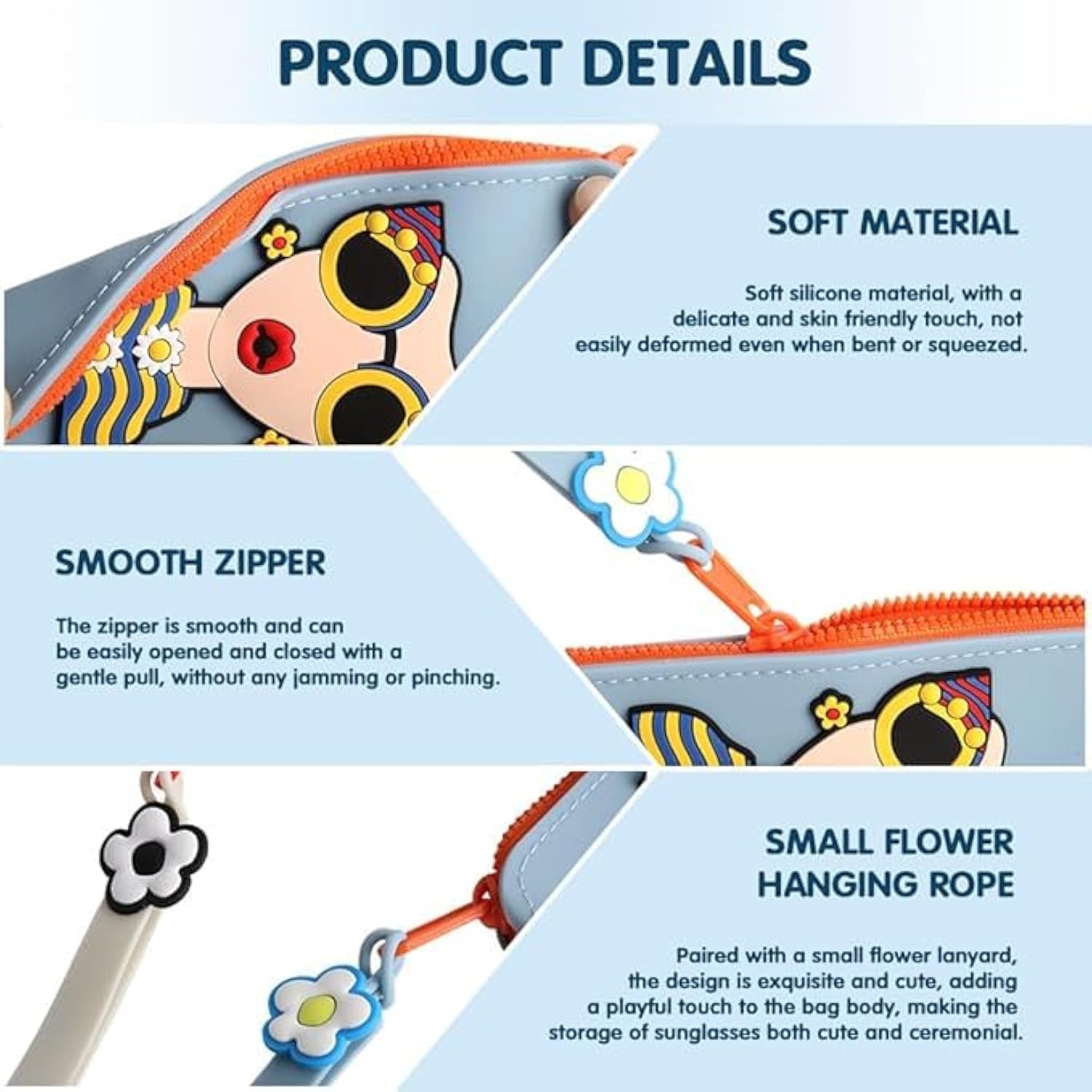 Silicone Sunglasses Case, Portable Travel Glasses Holder Cover, Waterproof Shockproof Eyeglass Case, Nova Style Pouch