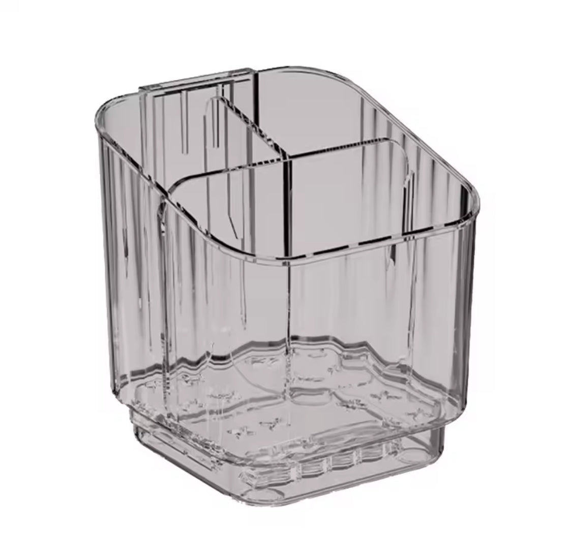 3 Slots Toothbrush Holder With Drain Tray, Removable Divider Wall Mounted Bathroom Organizer, Multifunctional Bathroom Storage Holder, Space Saving Bathroom Accessories