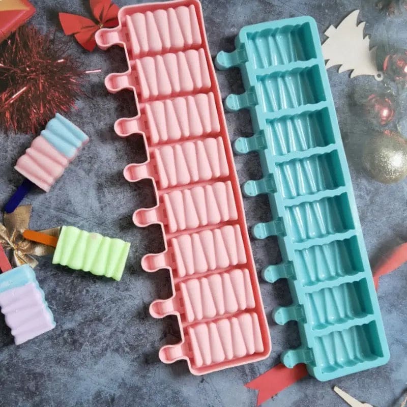 8 Cell Silicon Popsicle Mold, Building Block DIY Molds, 3D Cake Jelly Ice Baking Tray, Multipurpose Pudding Ice Cake Mold, Ice Pop Up Maker Mold