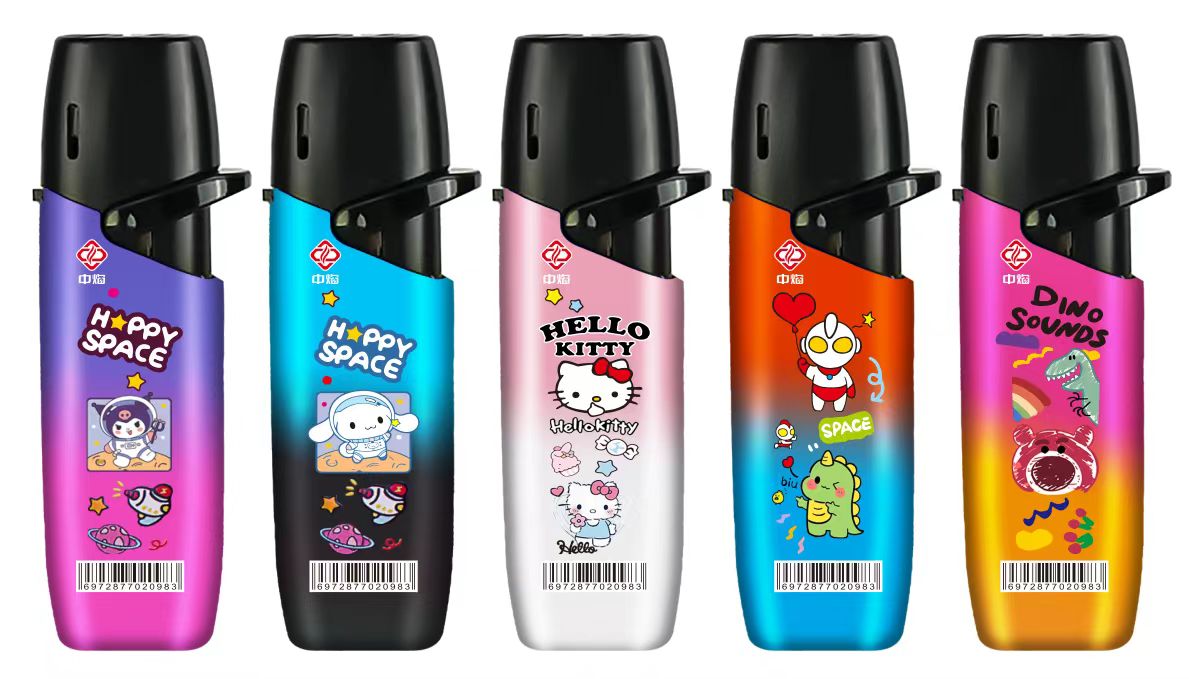 Happy Space Flame Lighter, Cute Creative Cartoon Lighter, Wind Proof Smoking Gadget