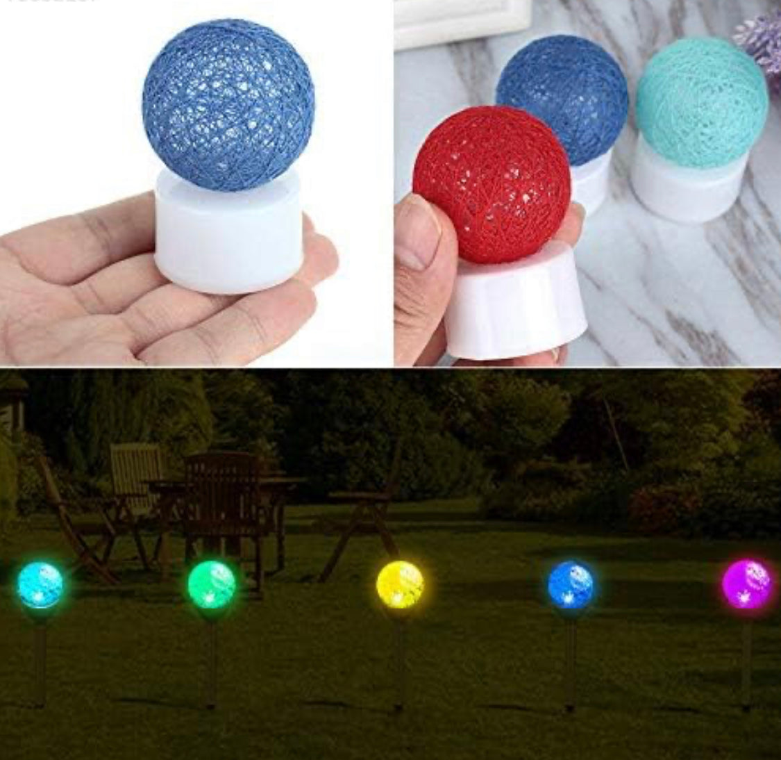 Cotton Wathet Ball Light, LED Ball String Light, Small Bedside Table Lamp