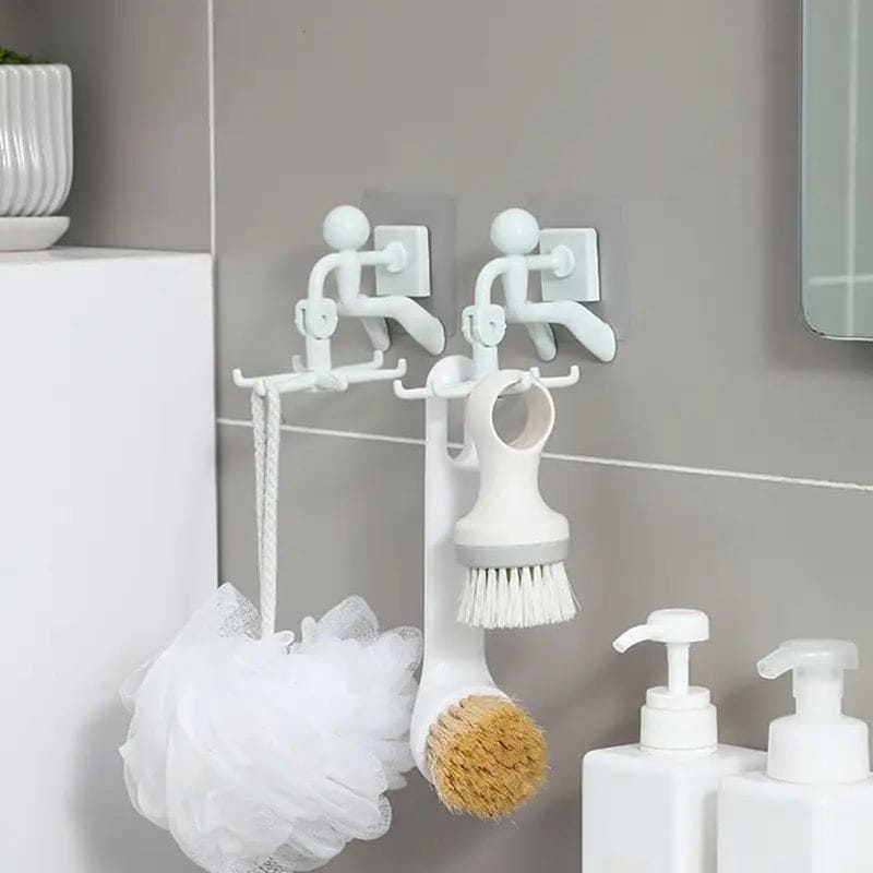 Little Man Claw Hook, Cabinet Wall Top Hook, 360° Rotatable Claw Hook, Dual Purpose Small Humanoid Hook, Traceless Shelf Sticky Hook, Kitchen Utensil Hanger Wall Hanger Hook, Multipurpose Self Adhesive Holder, Bathroom Kitchen Household Hanging Rack