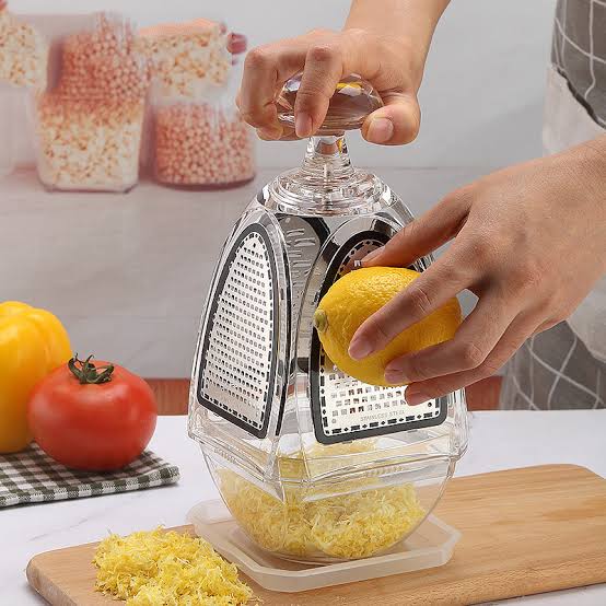 4 In 1 Kitchen Grater with Storage Box, Multi Sided Vegetable And Cheese Grater, All In One Cheese Shredder with Container, Manual Cheese And Vegetable Grater