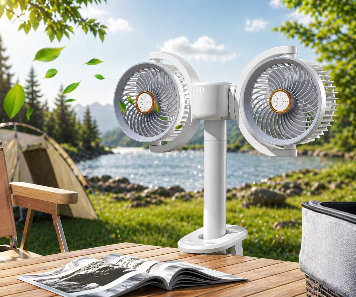Dual Head Cooling Fan, Adjustable Desktop USB Fan, Double Head Wall Mo ...