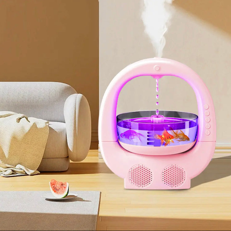 Anti Gravity Fish Aquarium Humidifier, Portable Mini Humidifier, Colorful Humidifier With Speaker