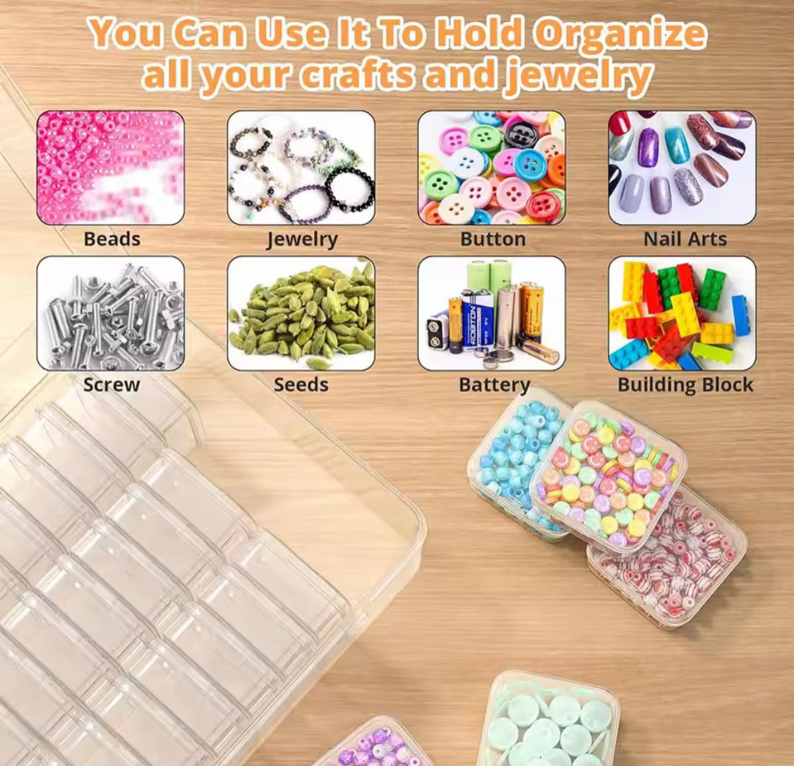 Transparent Bead Storage Organizer Box, Multi Compartment Craft Organizer, Mini Bead Collection Organizer