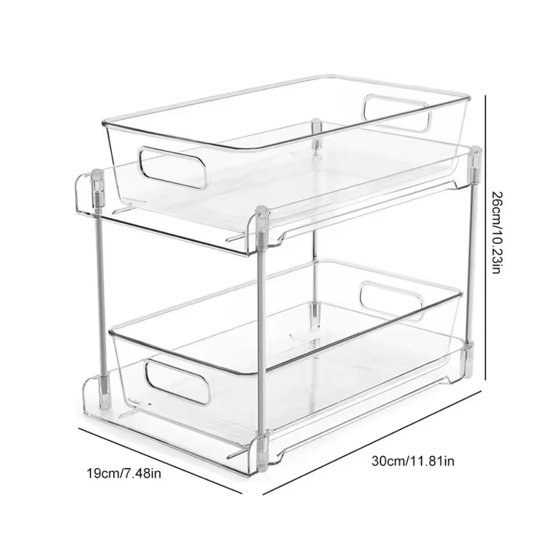 Tier Clear Pull Out Organizer, Acrylic Stackable Drawer Organizer Tray, Multipurpose Slide-Out Storage Container, Countertop and Makeup Organizer Tray